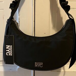 Madden NYC Black Crescent Ribbon Shoulder Bag